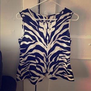 Kate Spade Randi Zebra Animal Print Peplum Top
